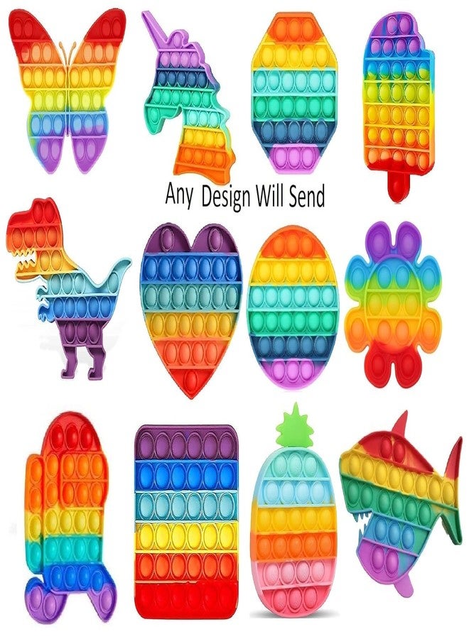 Fezeedi Square Silicone Pop it Fidget Toy Unicorn, Butterfly, Octagon Great Fidget Toy Sensory Toys Novelty Gifts for Girls Boys Kids Adults (Multicolor Random Shape Sent) - Image 5